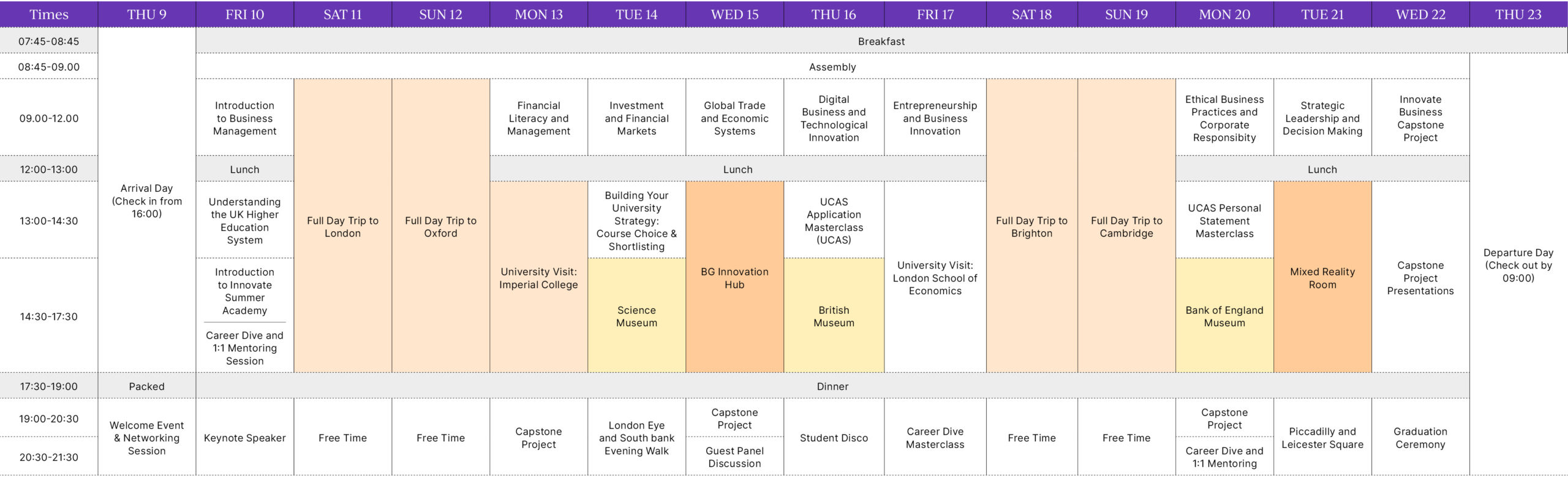 ISA Business Timetable Factsheet 2026