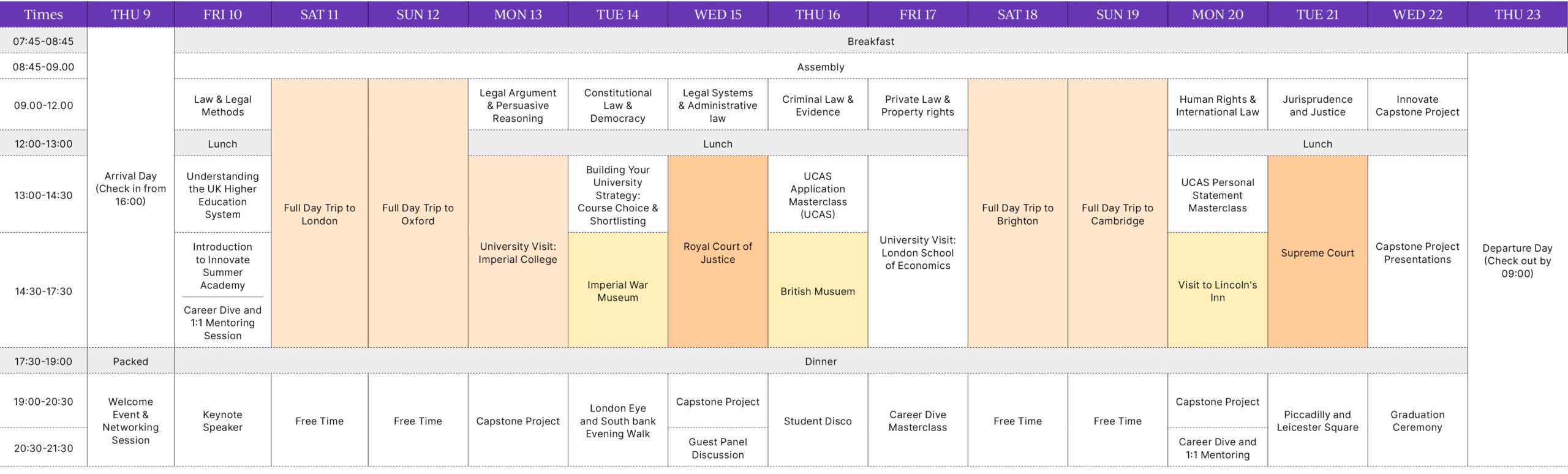 ISA Law and Global Justice Timetable Factsheet 2026